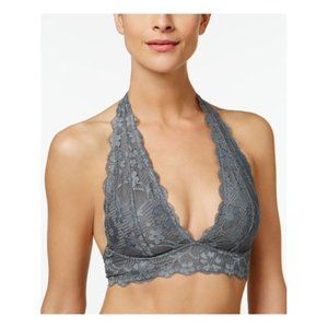 Intimately Free People Womens Small Lace Bralette Gray Wireless Bra